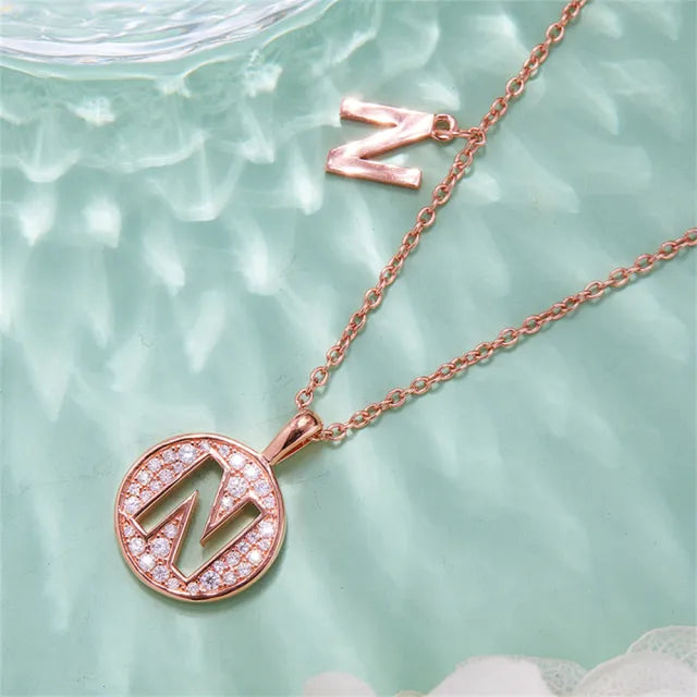\ N \" Letter Moissanite Diamond Necklace for Women"