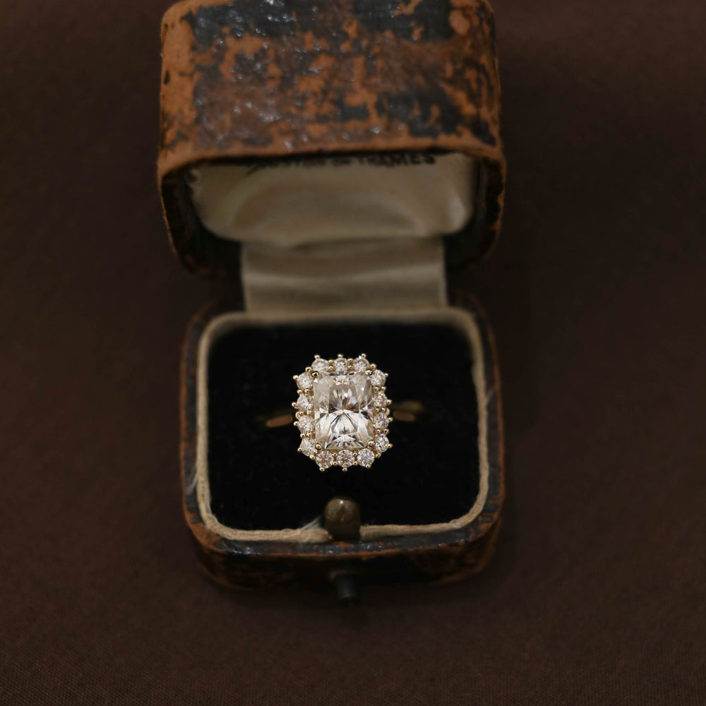 1.70CT Radiant Moissanite Halo Diamond Engagement Ring