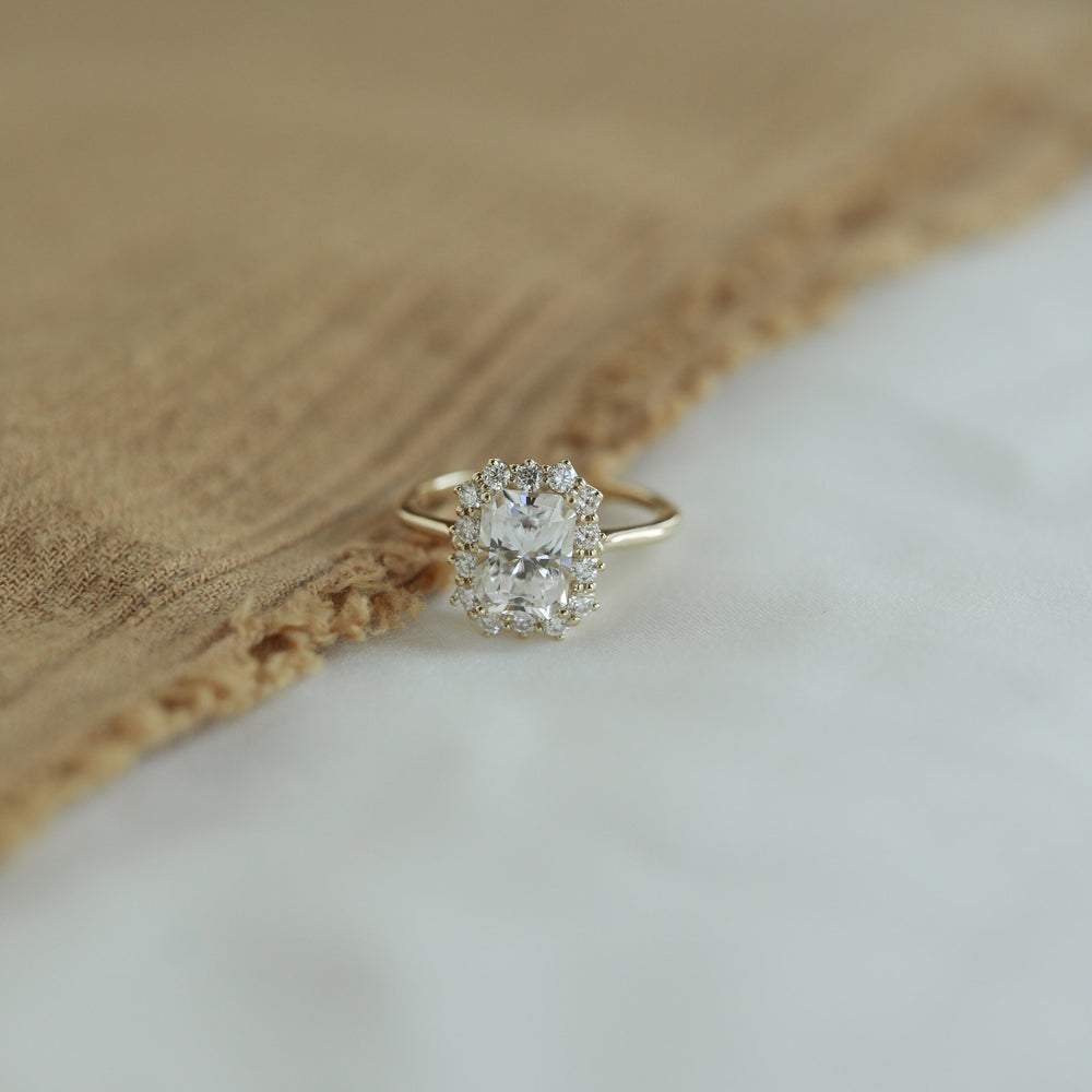 1.70CT Radiant Moissanite Halo Diamond Engagement Ring