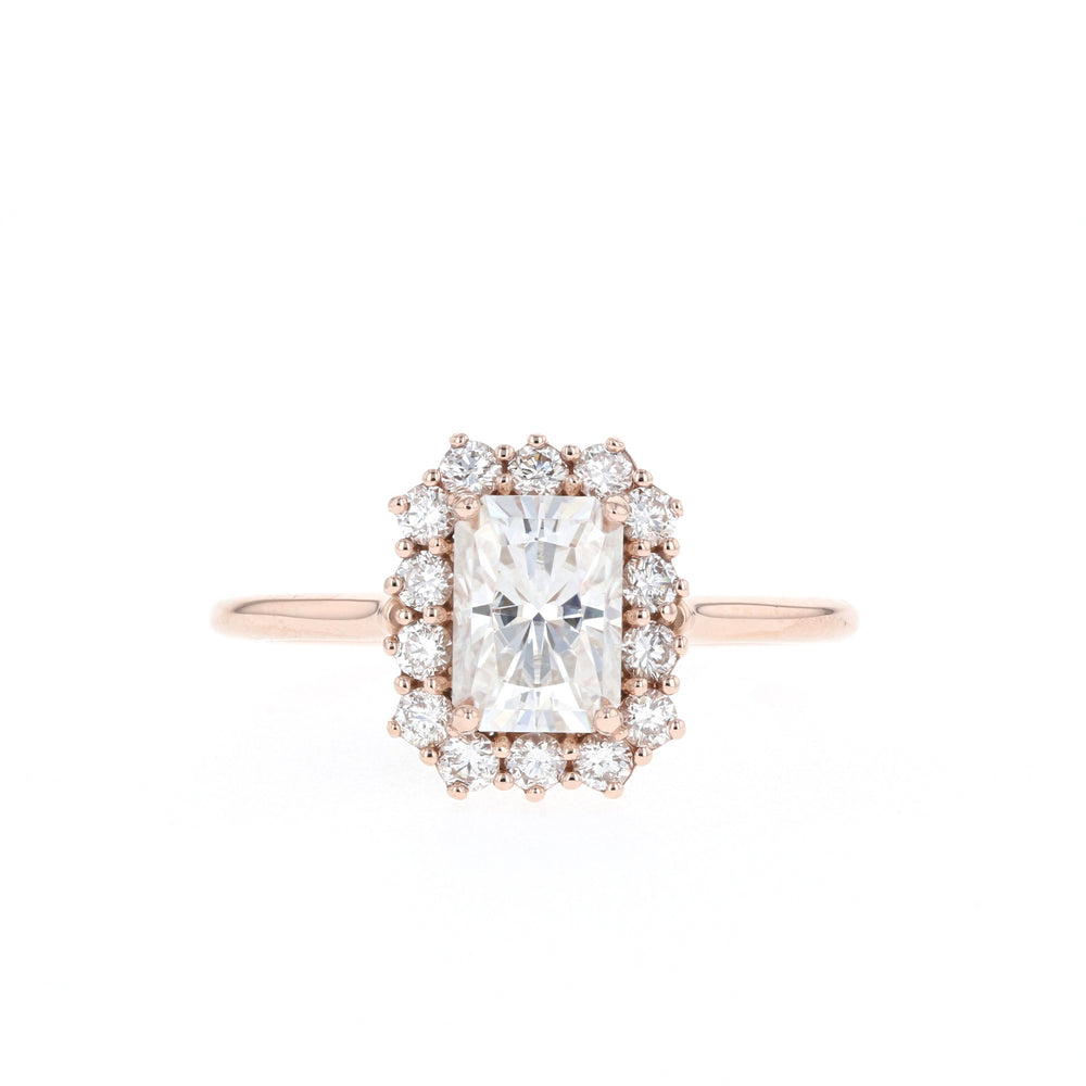 1.70CT Radiant Moissanite Halo Diamond Engagement Ring