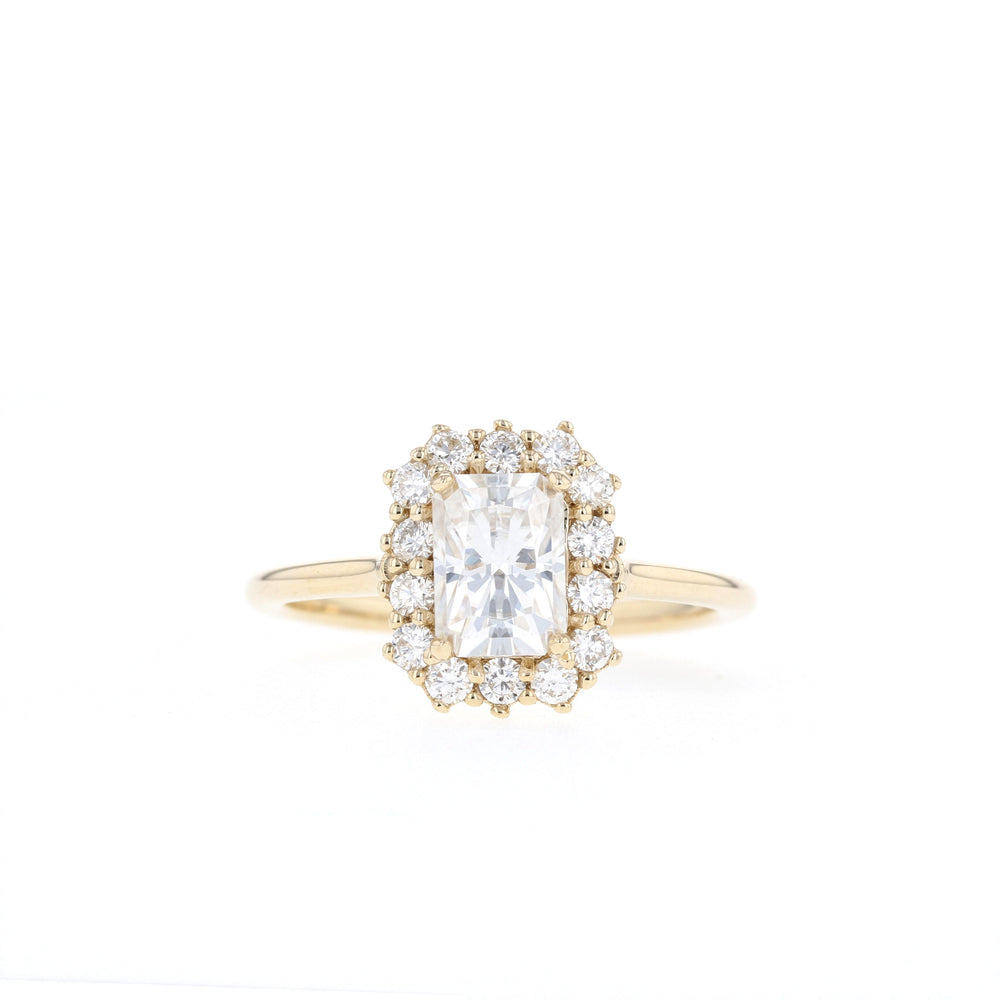 1.70CT Radiant Moissanite Halo Diamond Engagement Ring