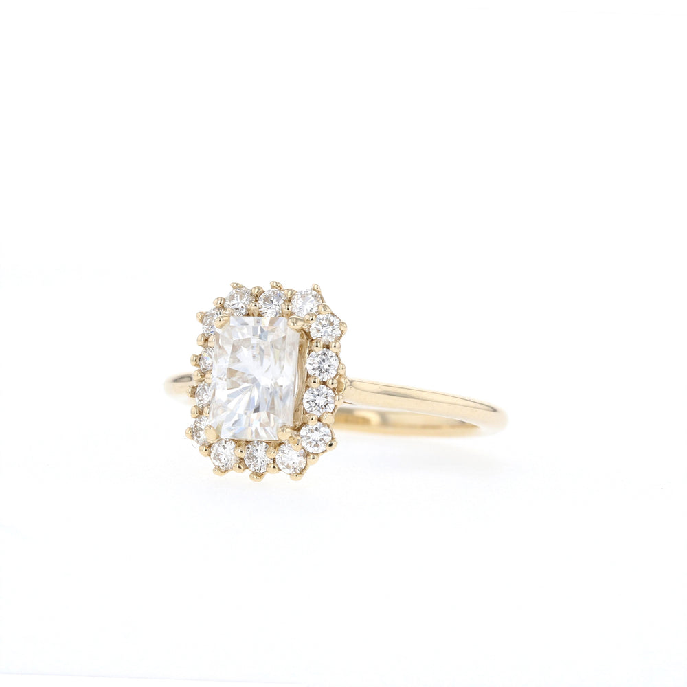 1.70CT Radiant Moissanite Halo Diamond Engagement Ring