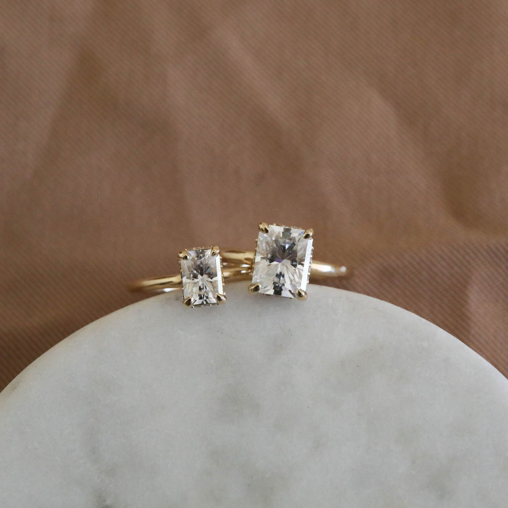 1.70CT Radiant Cut Hidden Halo Moissanite Diamond Engagement Ring