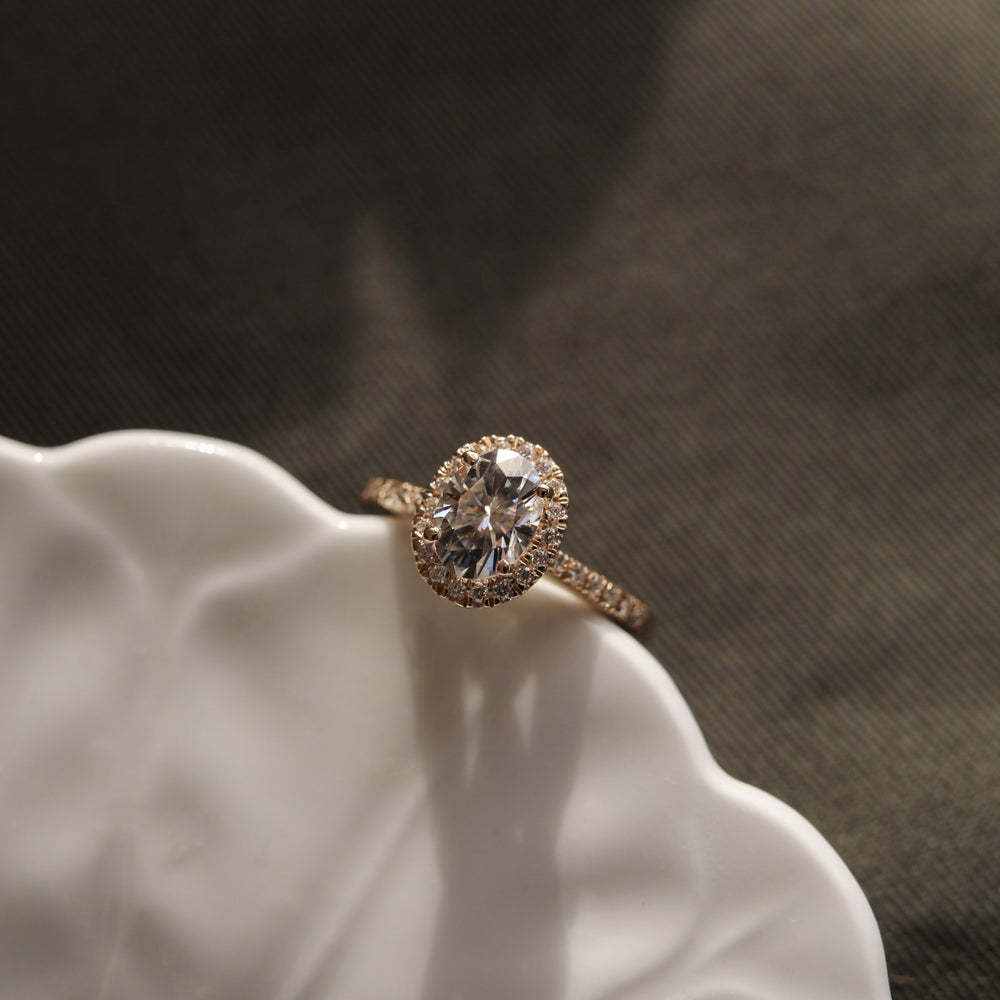 1.20CT Oval Moissanite Halo Diamond Engagement Ring