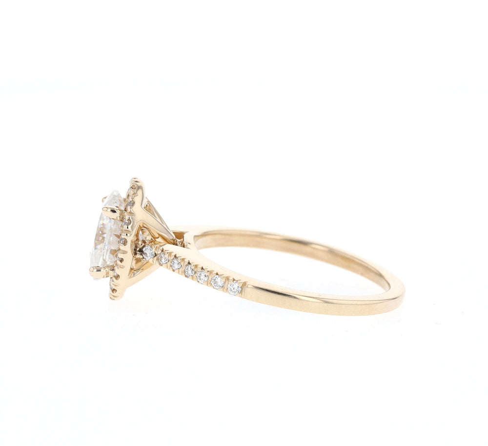1.20CT Oval Moissanite Halo Diamond Engagement Ring
