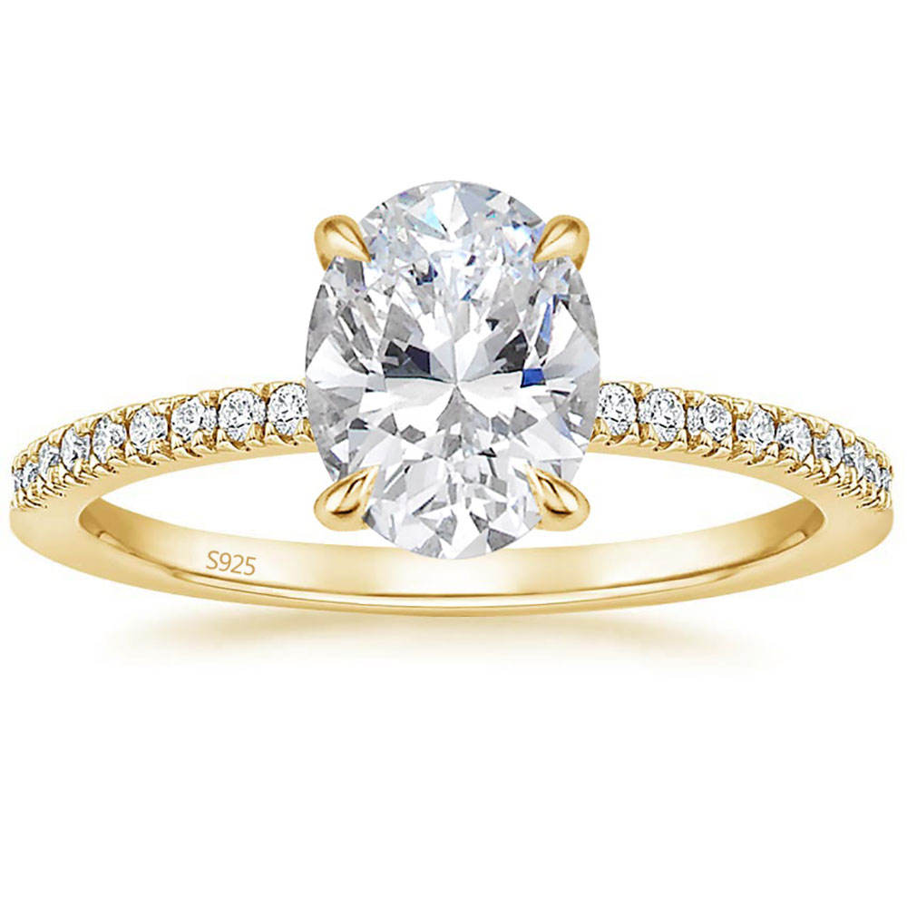 3.50 CT Oval Moissanite Pave Setting Engagement Ring