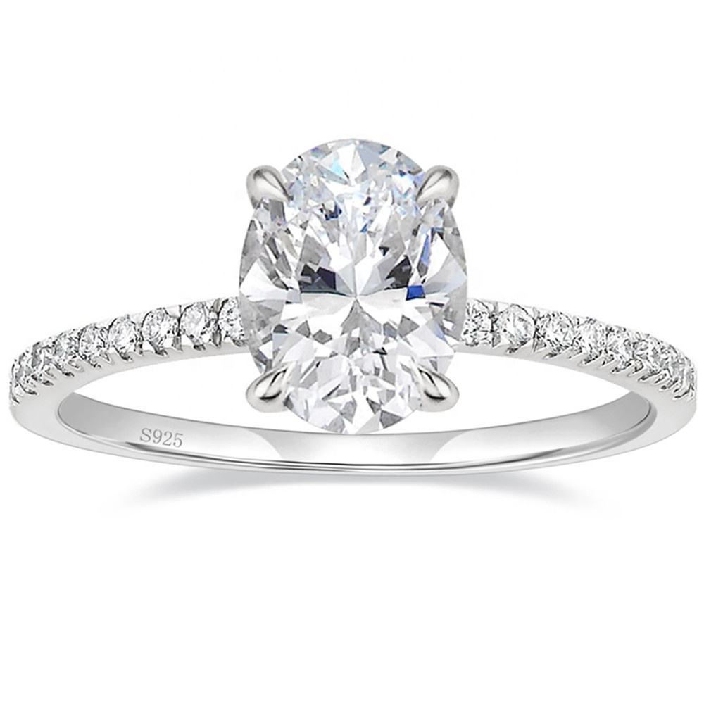 3.50 CT Oval Moissanite Pave Setting Engagement Ring