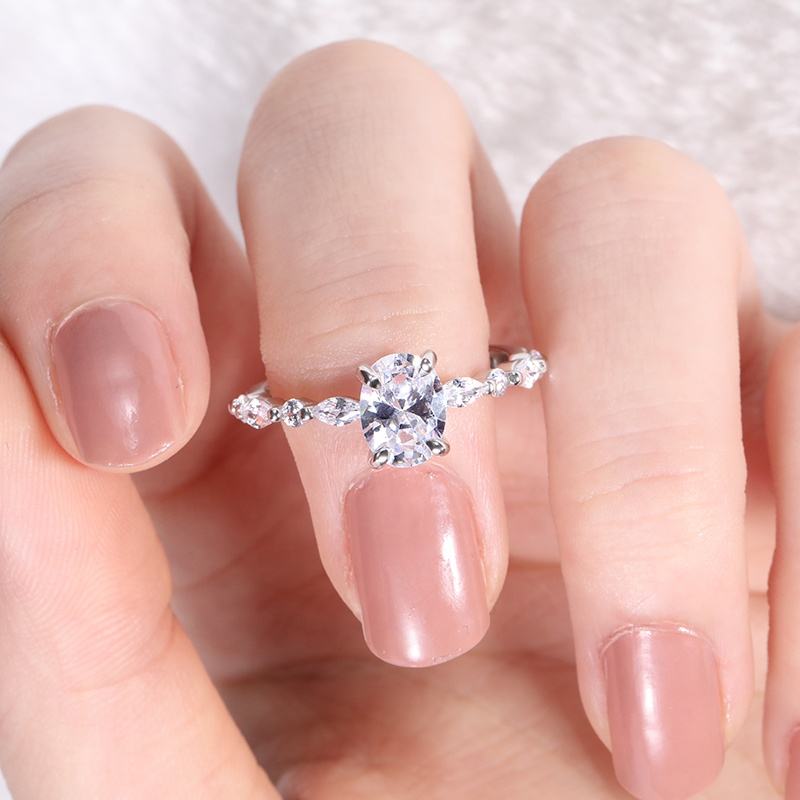 3.50 CT Oval Moissanite Pave Setting Engagement Ring