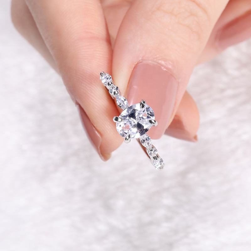 3.50 CT Oval Moissanite Pave Setting Engagement Ring