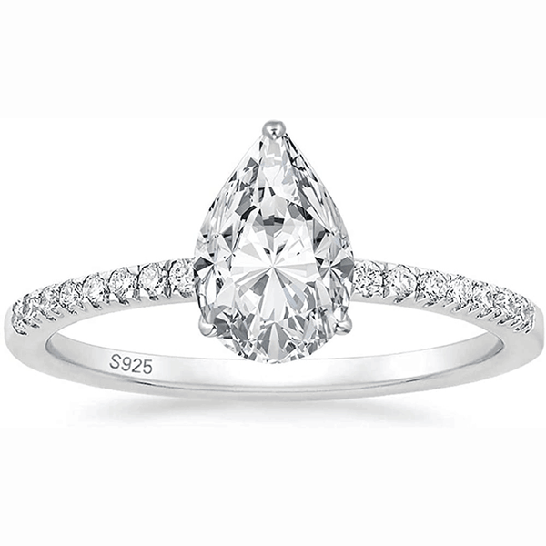 3.0 CT Pear Moissanite Pave Setting Engagement Ring