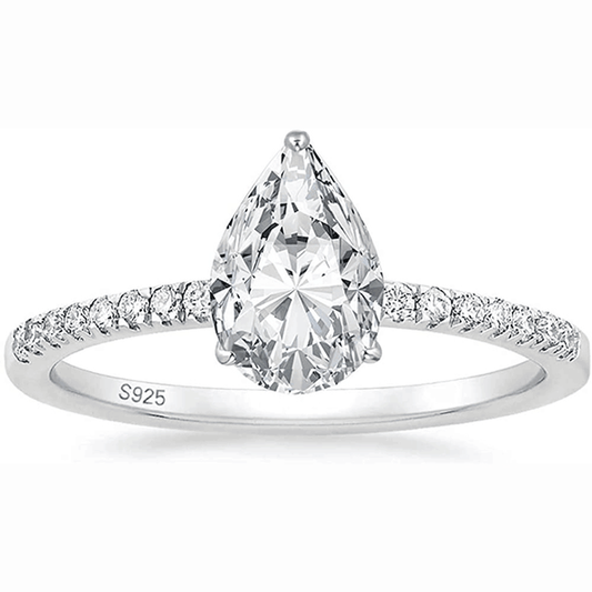 3.0 CT Pear Moissanite Pave Setting Engagement Ring