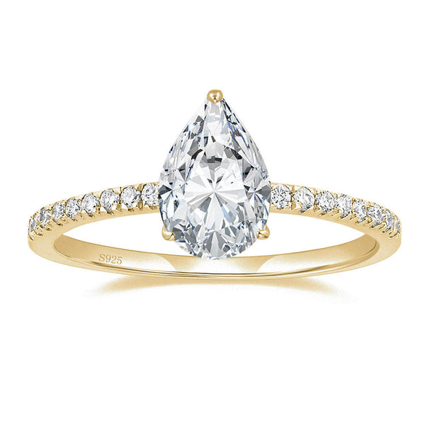 3.0 CT Pear Moissanite Pave Setting Engagement Ring
