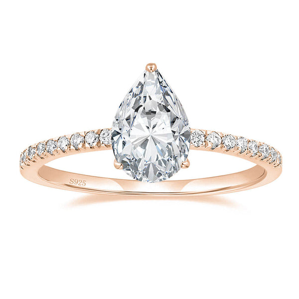 3.0 CT Pear Moissanite Pave Setting Engagement Ring