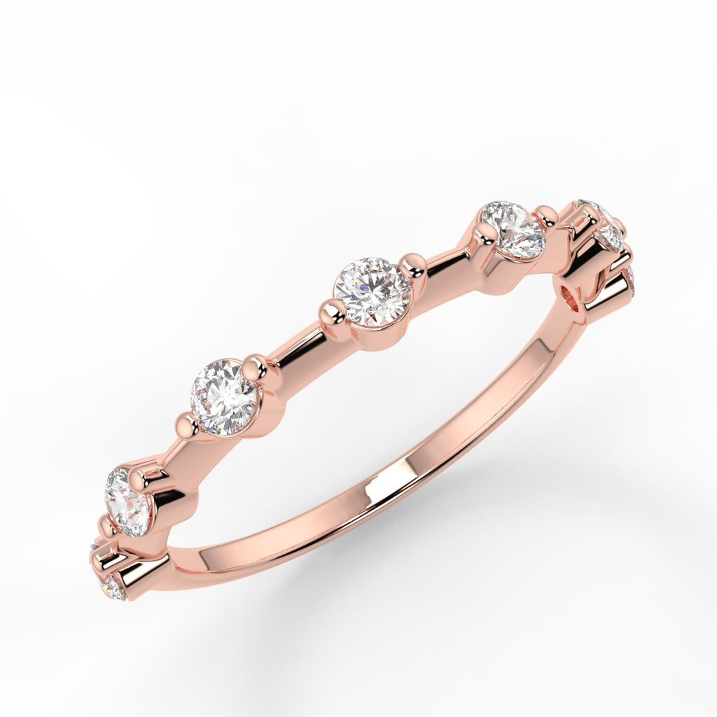 0.28 TCW Round Moissanite Dainty Wedding Band