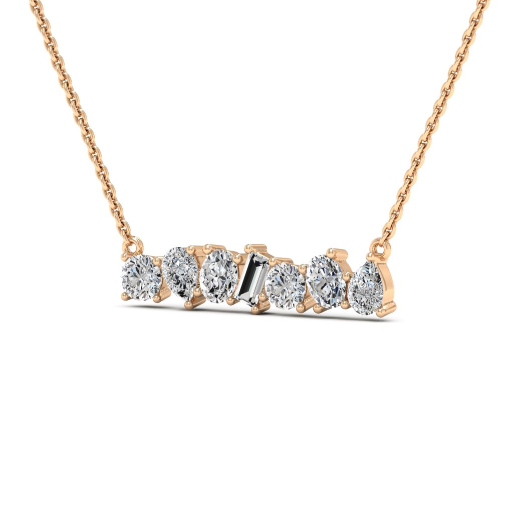 Round & Emerald Cut Diamond Moissanite Leia Necklace