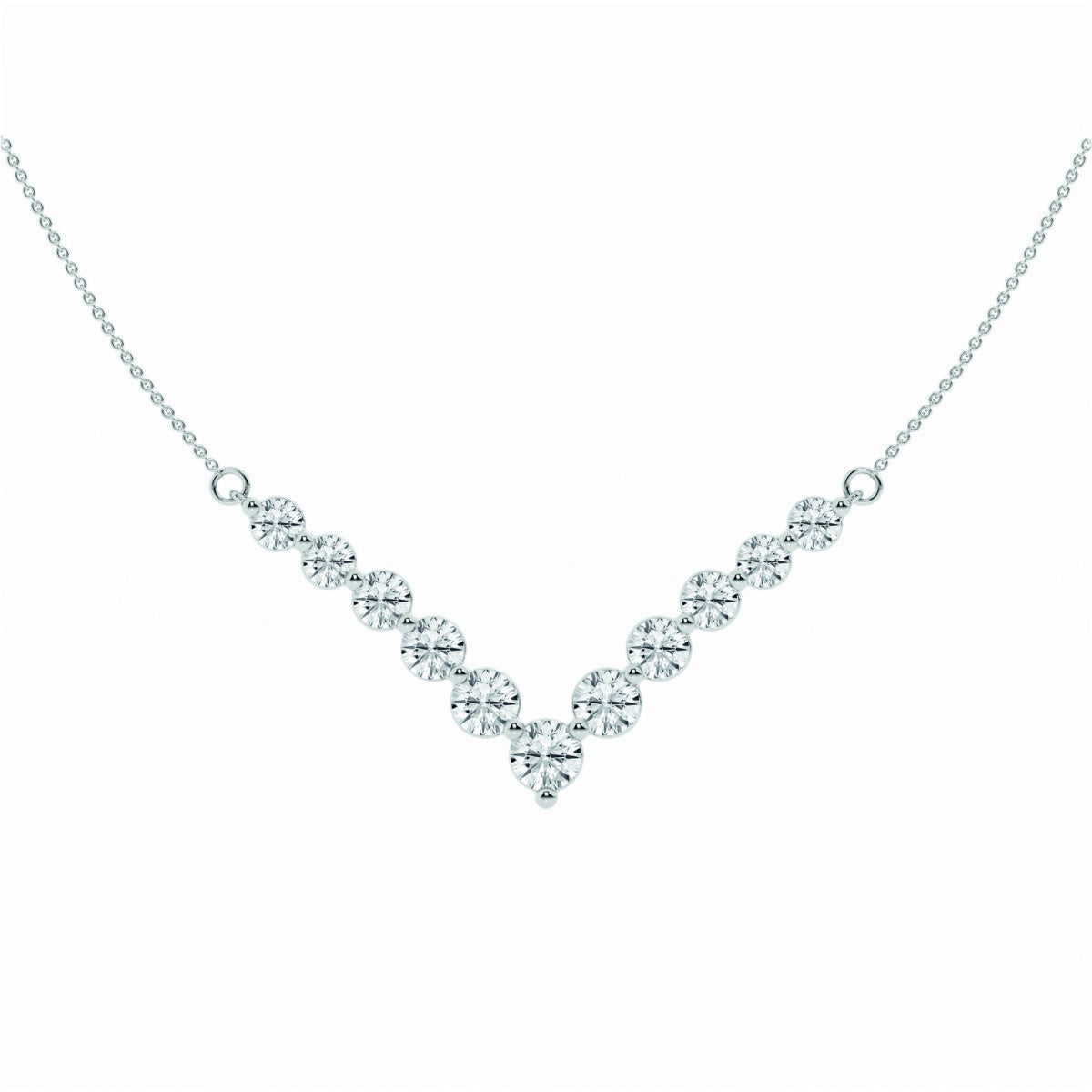 2.15 TCW Round Moissanite Diamond Chevron Style Necklace