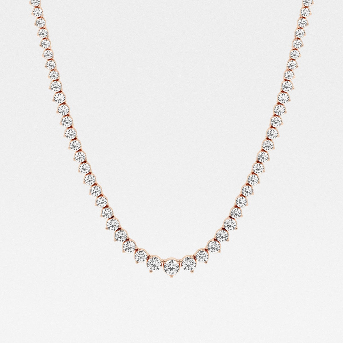 Round Cut Moissanite Riviera Diamond Tennis Necklace In White Gold