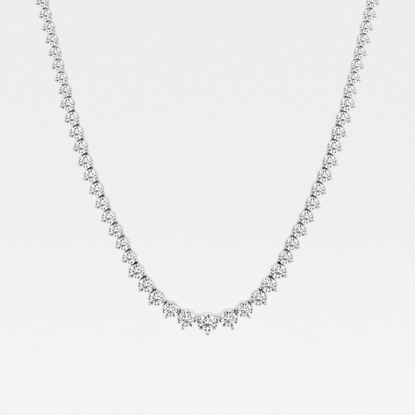 Round Cut Moissanite Riviera Diamond Tennis Necklace In White Gold