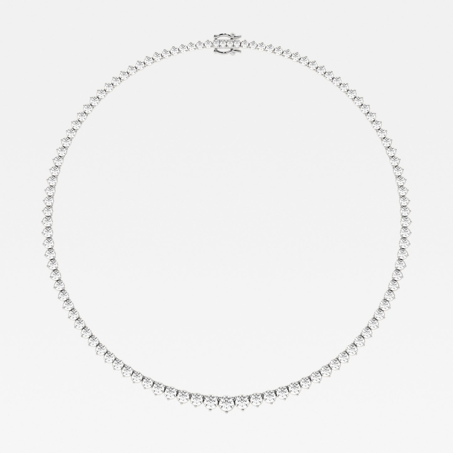 Round Cut Moissanite Riviera Diamond Tennis Necklace In White Gold