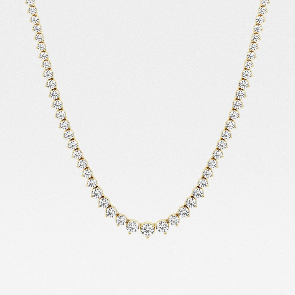 Round Cut Moissanite Riviera Diamond Tennis Necklace In White Gold