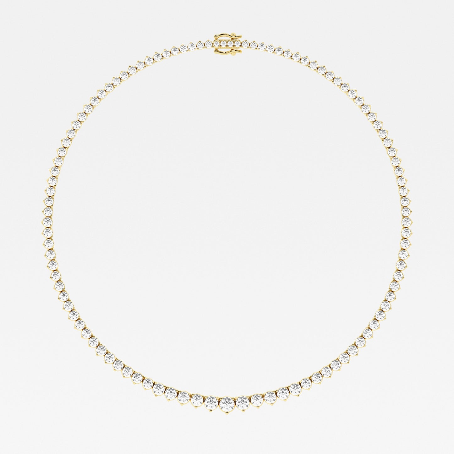 Round Cut Moissanite Riviera Diamond Tennis Necklace In White Gold
