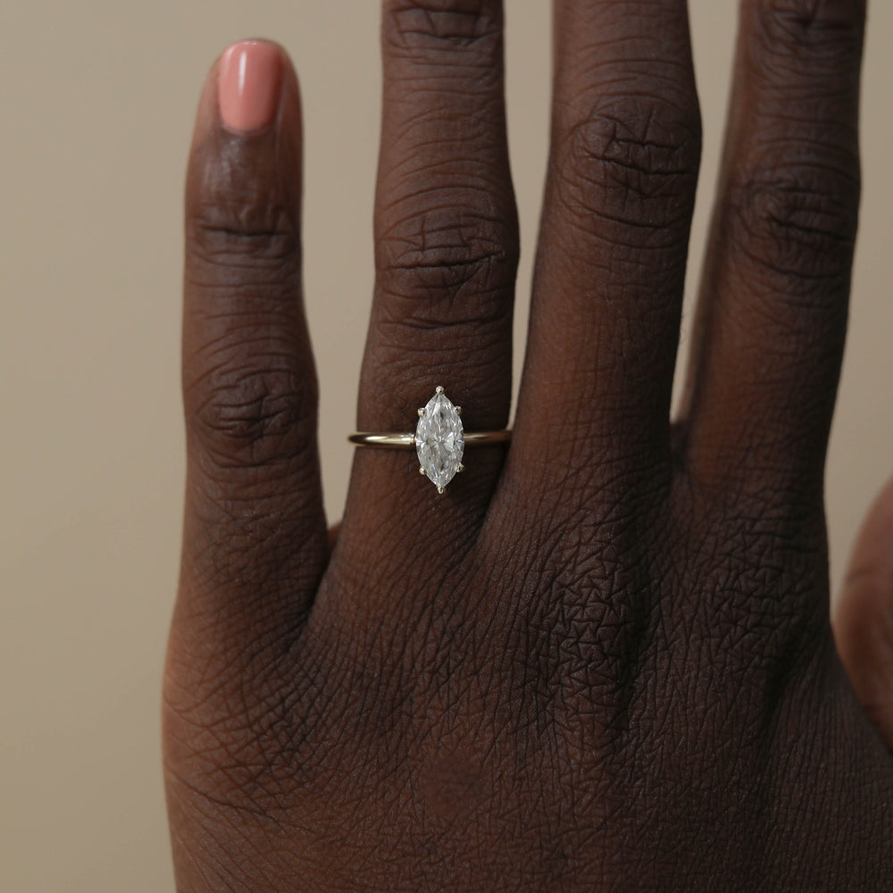 1.50CT Marquise Moissanite Solitaire Diamond Engagement Ring