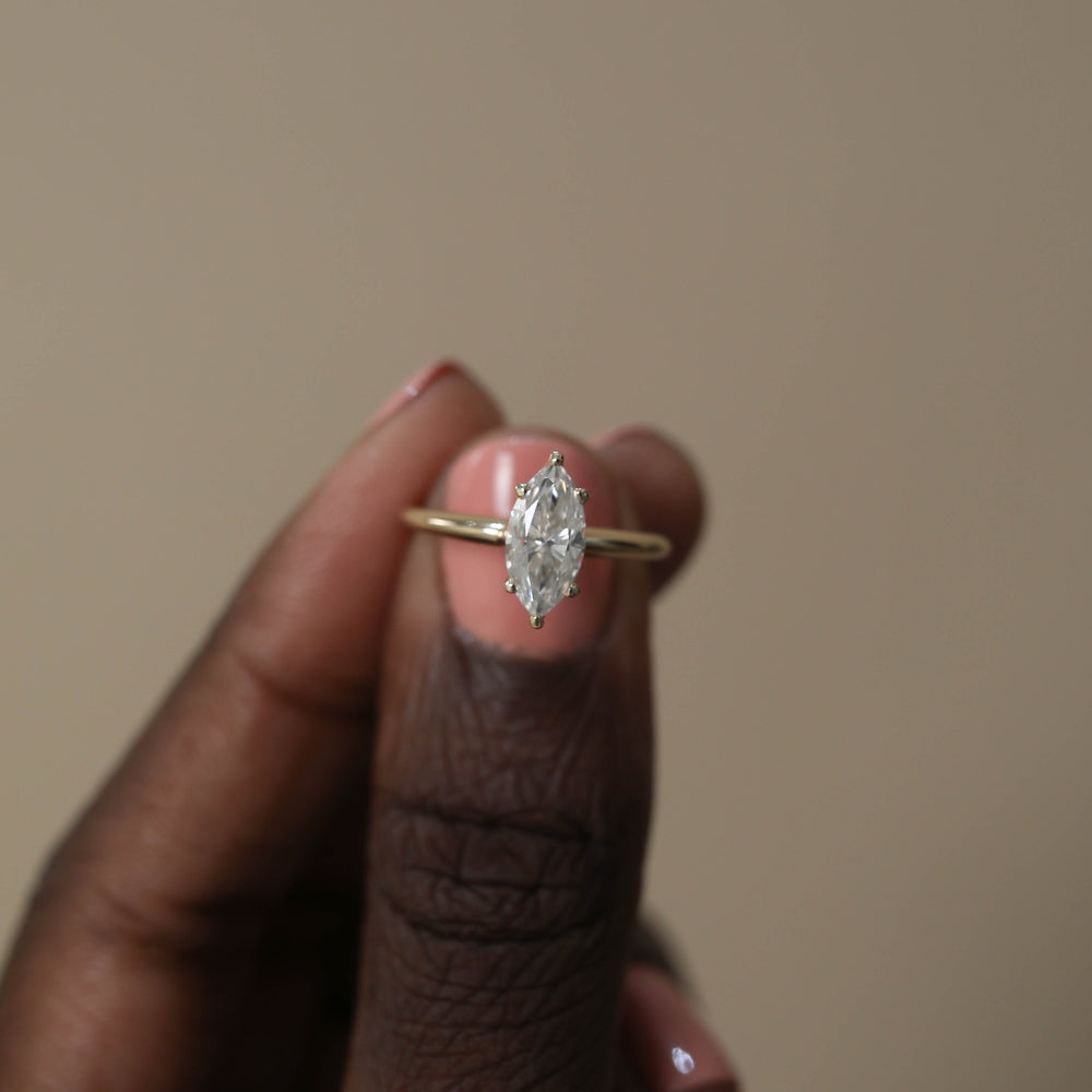 1.50CT Marquise Moissanite Solitaire Diamond Engagement Ring