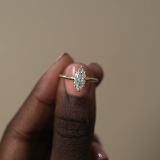 1.50CT Marquise Moissanite Solitaire Diamond Engagement Ring