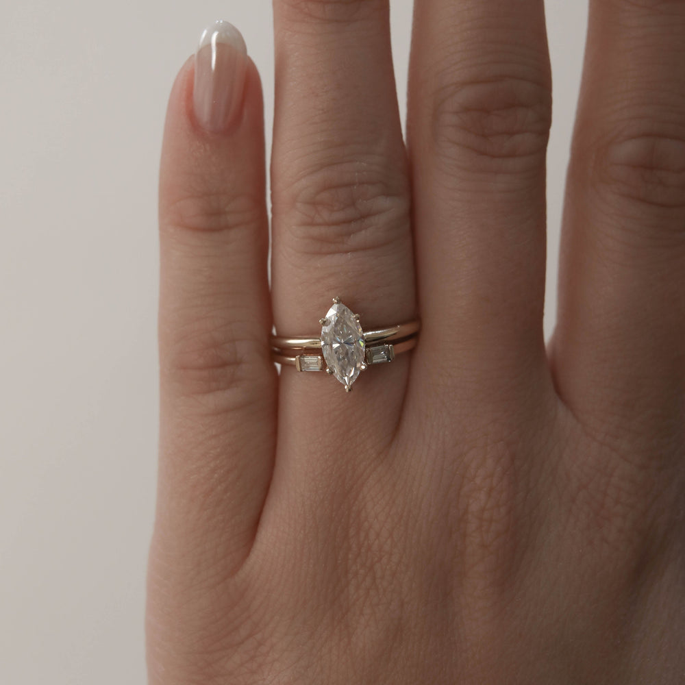 0.14ct Baguette Cut Open Moissanite Diamond Wedding Band