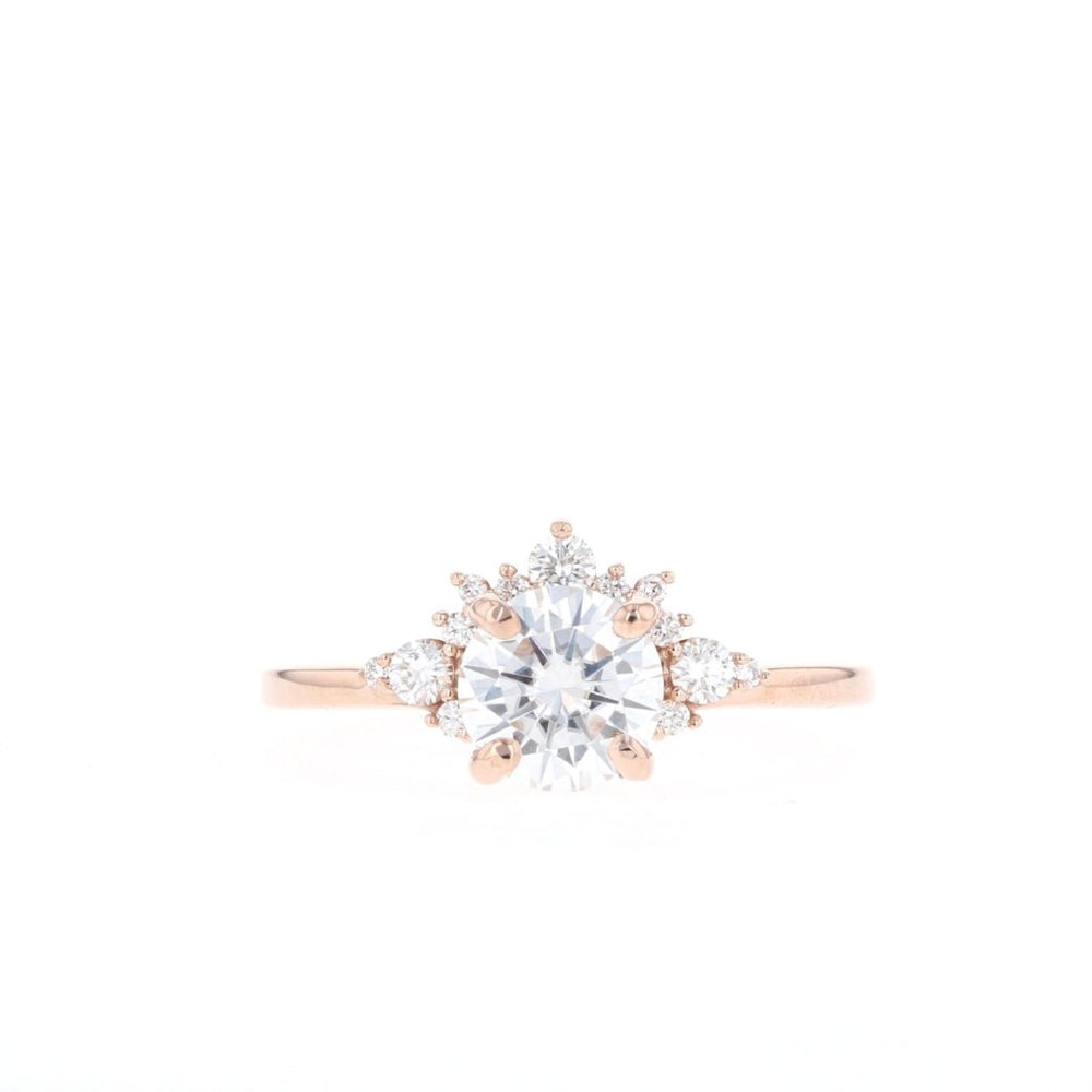 1.05CT Round Moissanite Cluster Diamond Engagement Ring