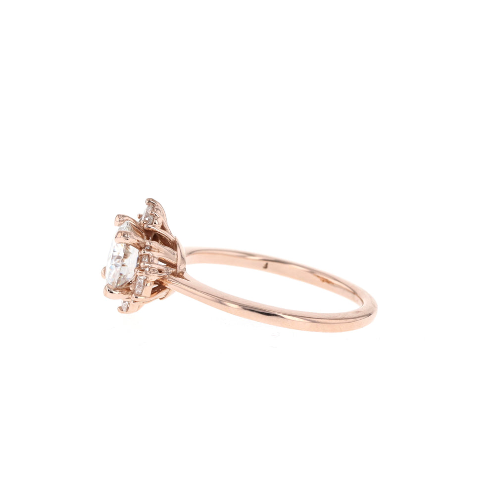 1.05ct Round Cluster Diamond Moissanite Engagement Ring