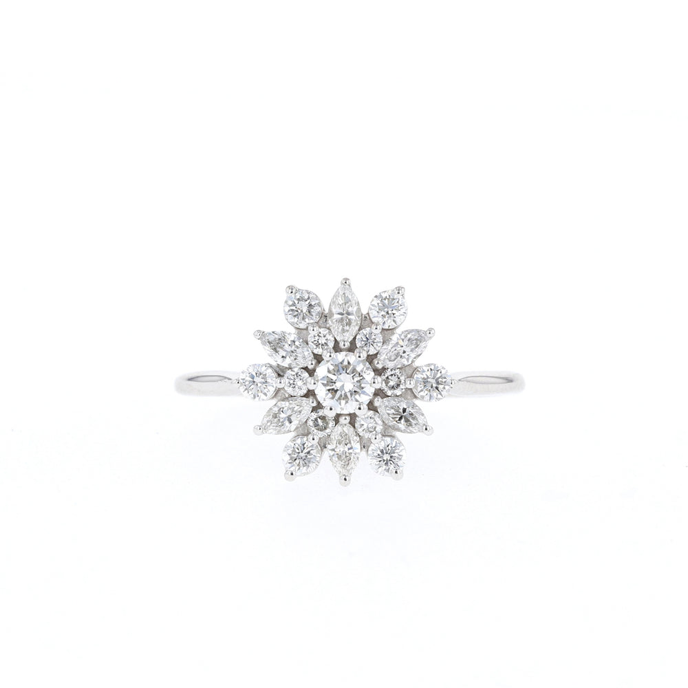0.1CT Round Moissanite Cluster Diamond Engagement Ring