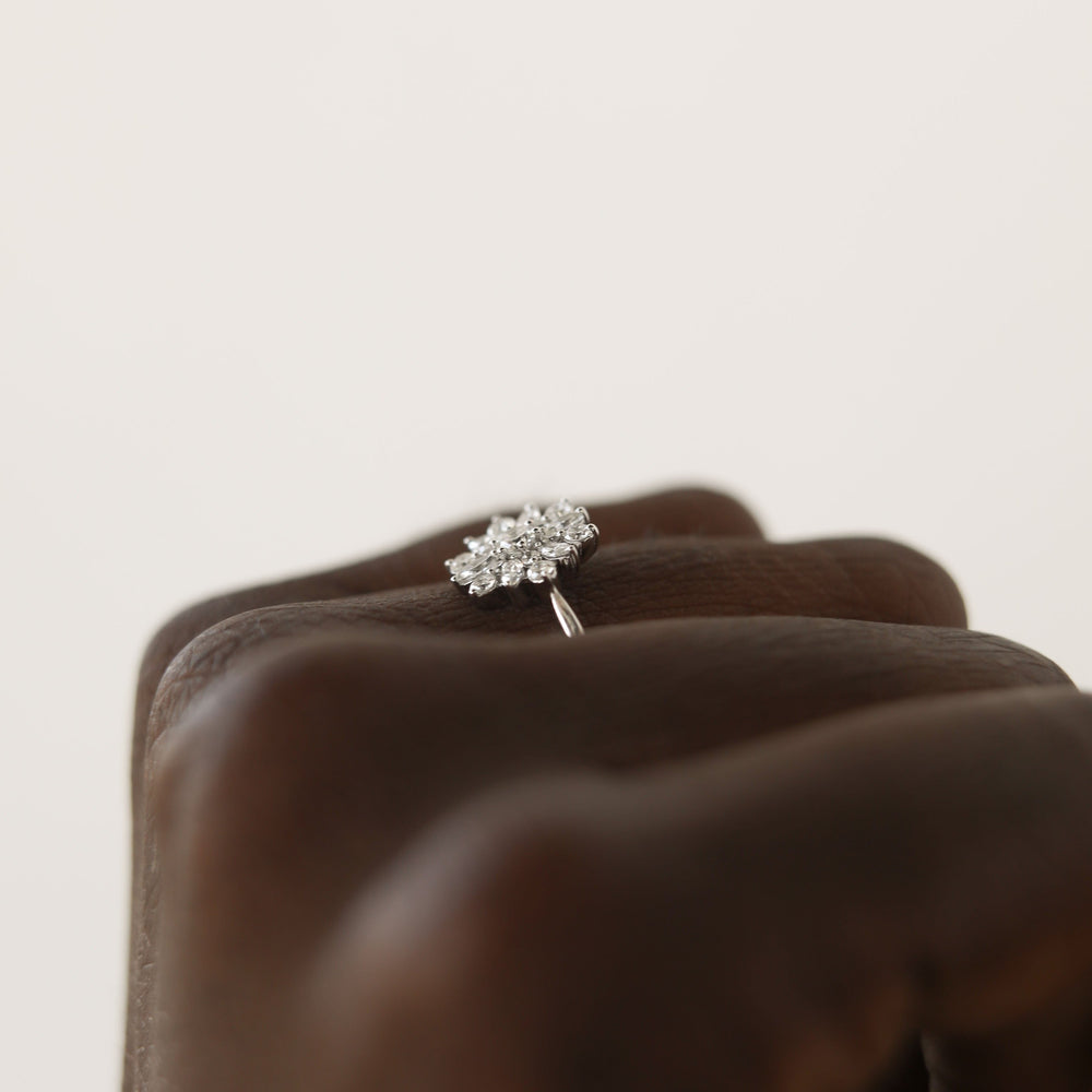 0.1CT Round Moissanite Cluster Diamond Engagement Ring