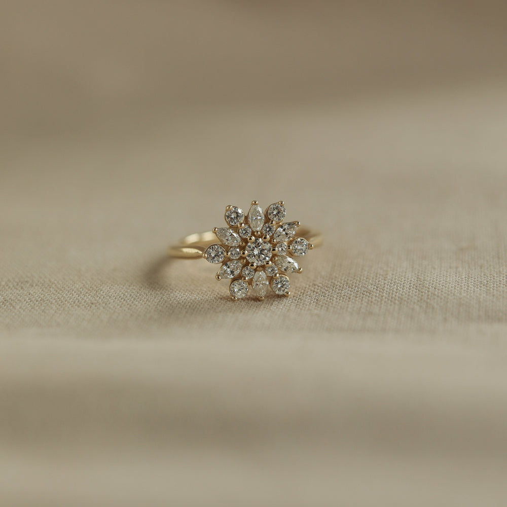 0.1CT Round Moissanite Cluster Diamond Engagement Ring