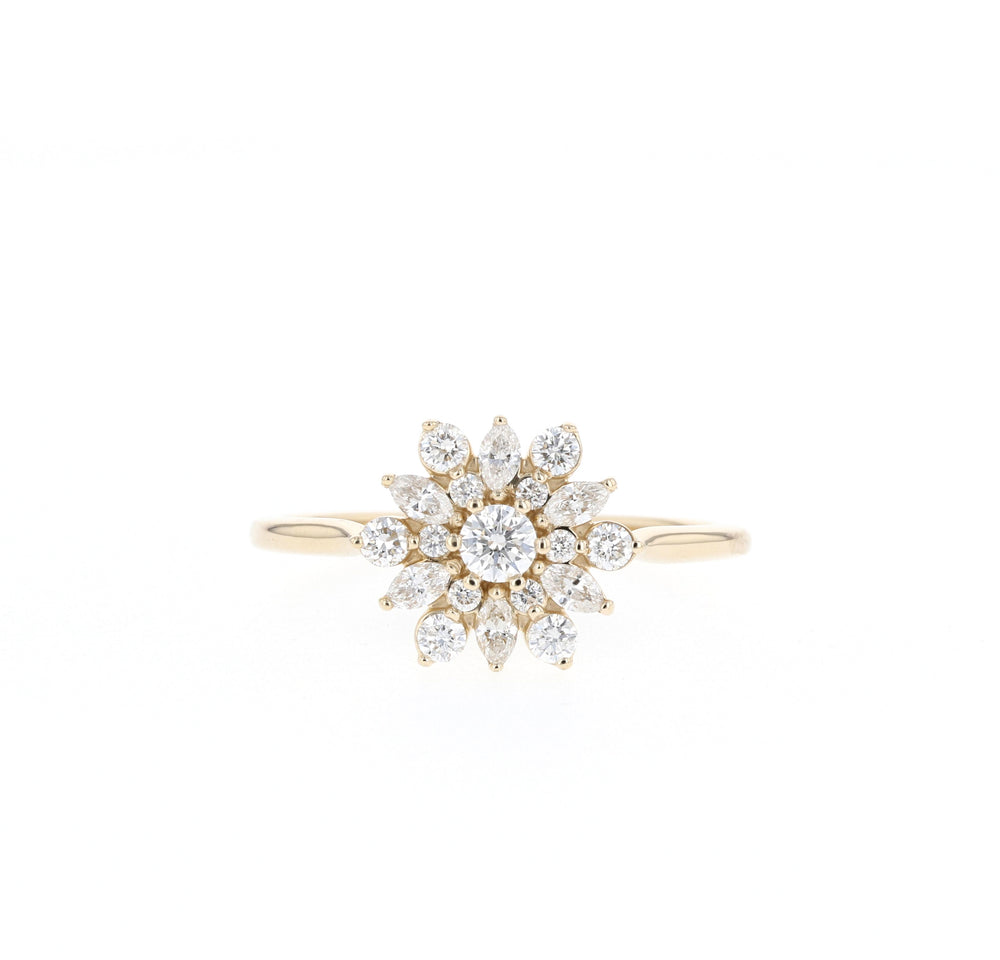 0.1CT Round Moissanite Cluster Diamond Engagement Ring