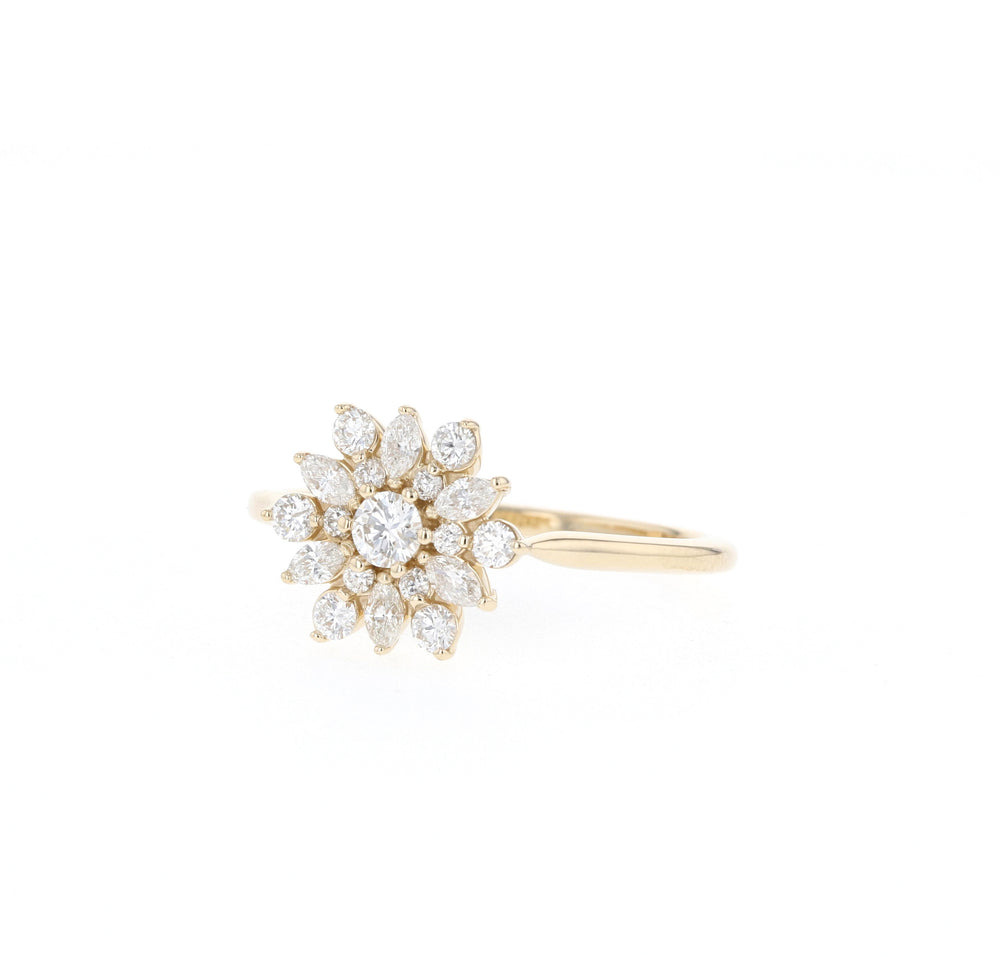0.1CT Round Moissanite Cluster Diamond Engagement Ring