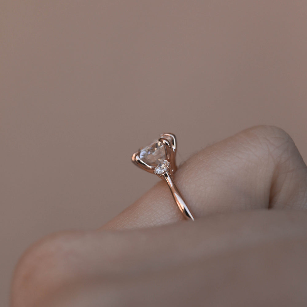 2.1CT  Round Cut Three Stone Moissanite Diamond Engagement Ring