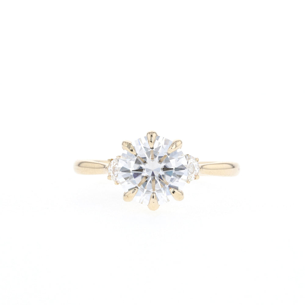 2.1CT  Round Cut Three Stone Moissanite Diamond Engagement Ring