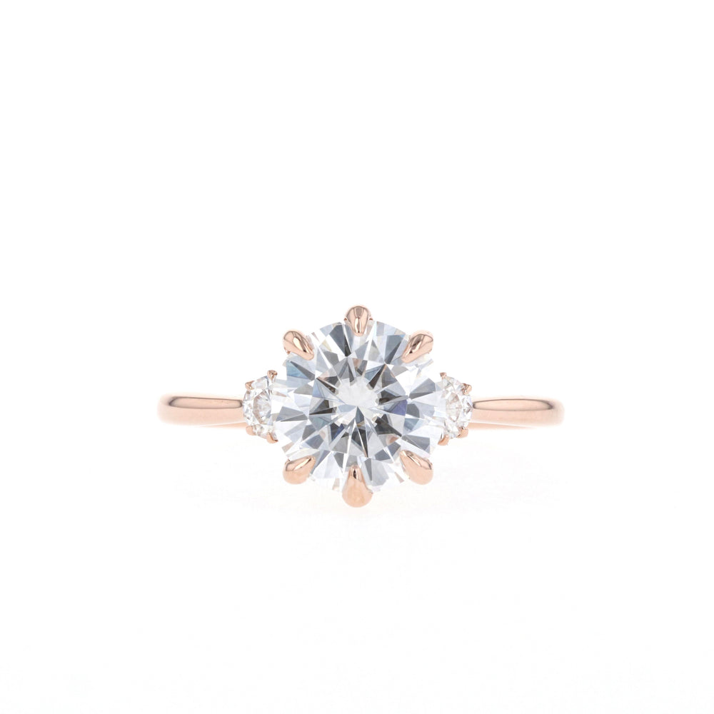 2.1CT  Round Cut Three Stone Moissanite Diamond Engagement Ring