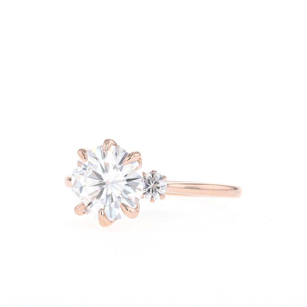 2.1CT  Round Cut Three Stone Moissanite Diamond Engagement Ring