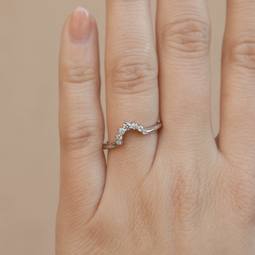 0.15ct Round Cut Moissanite Diamond Curve Wedding Band
