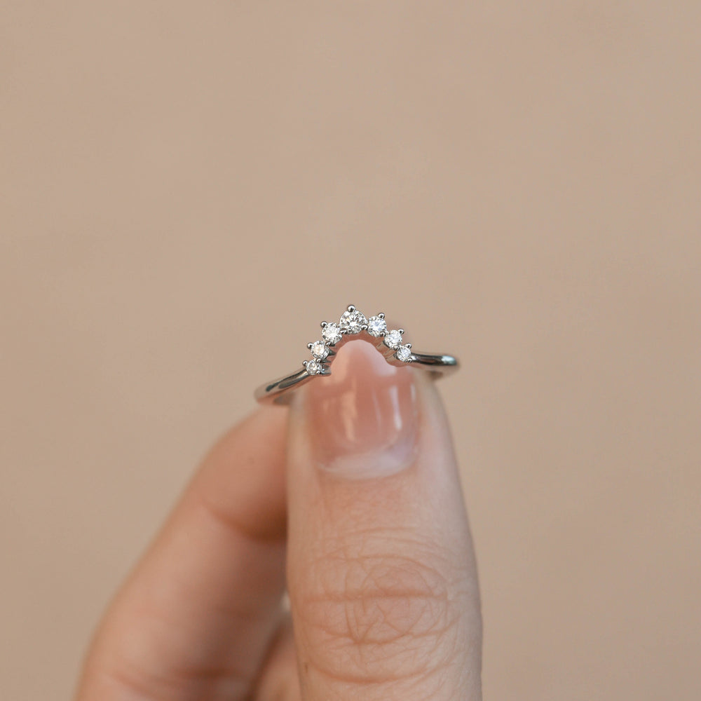 0.15ct Round Cut Moissanite Diamond Curve Wedding Band