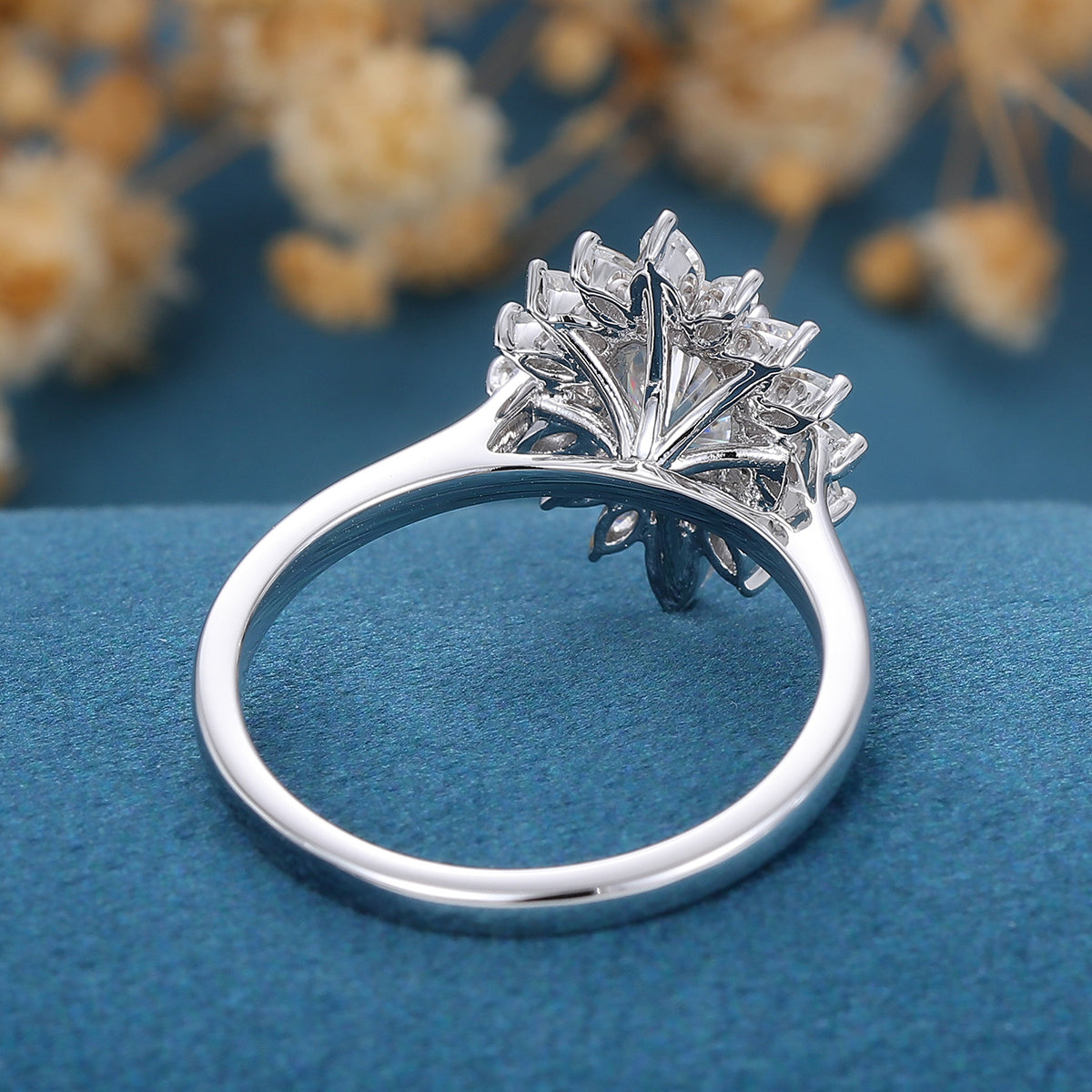0.84 CT Oval Shaped Moissanite Halo Engagement Ring