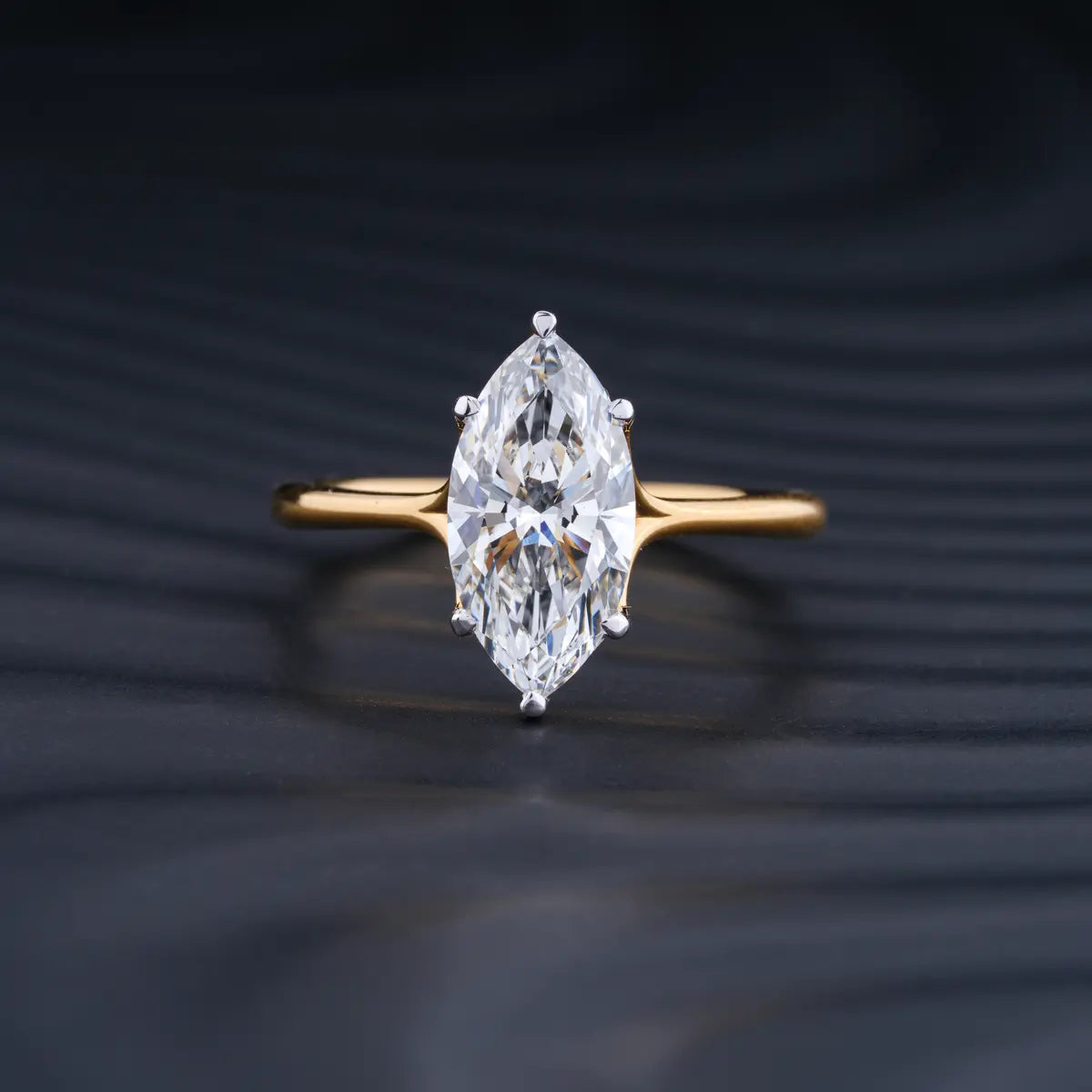 3.0 CT Marquise Cut Moissanite Solitaire Engagement Ring