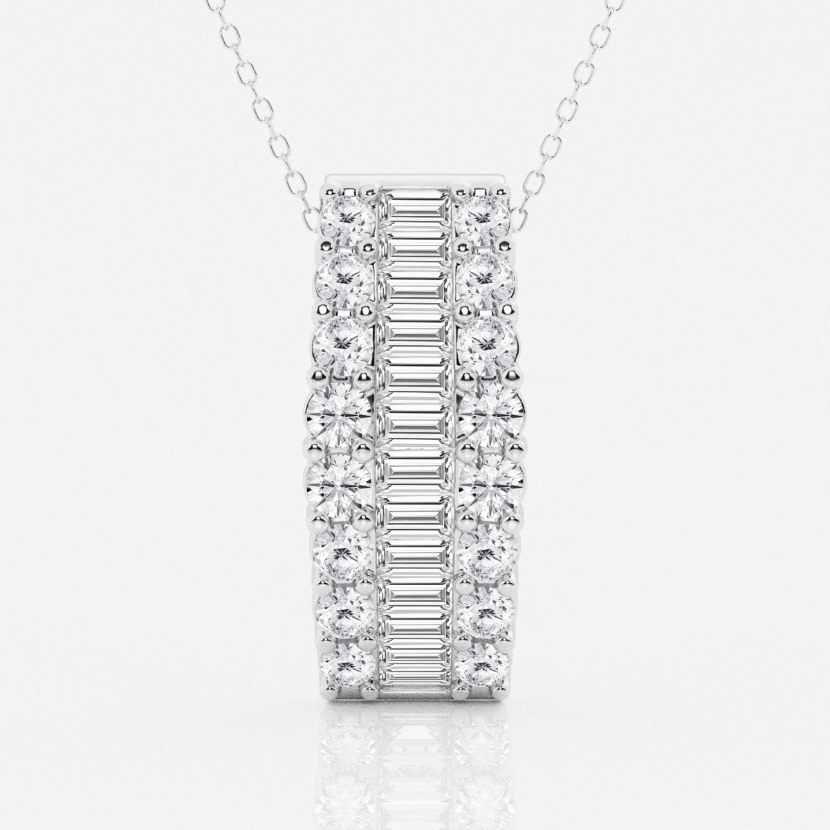3.0 TCW Round & Baguette Moissanite Diamond Pendant Necklace