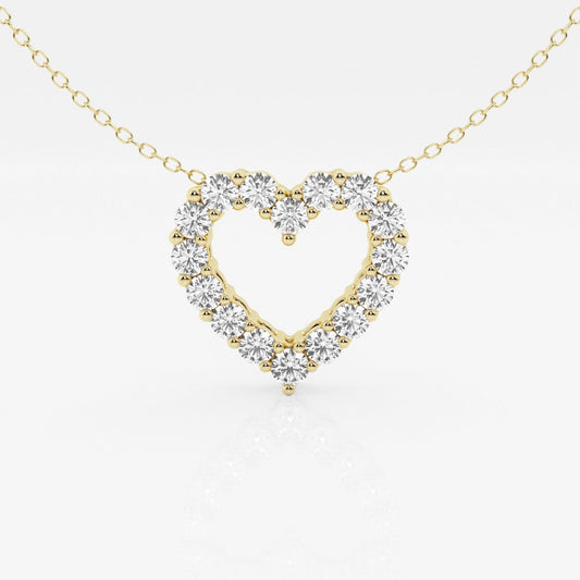 1.0 TCW Round Moissanite Diamond Heart Pendant Necklace