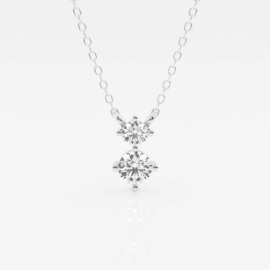 1.0 TCW Round Moissanite Diamond Two Stone Necklace