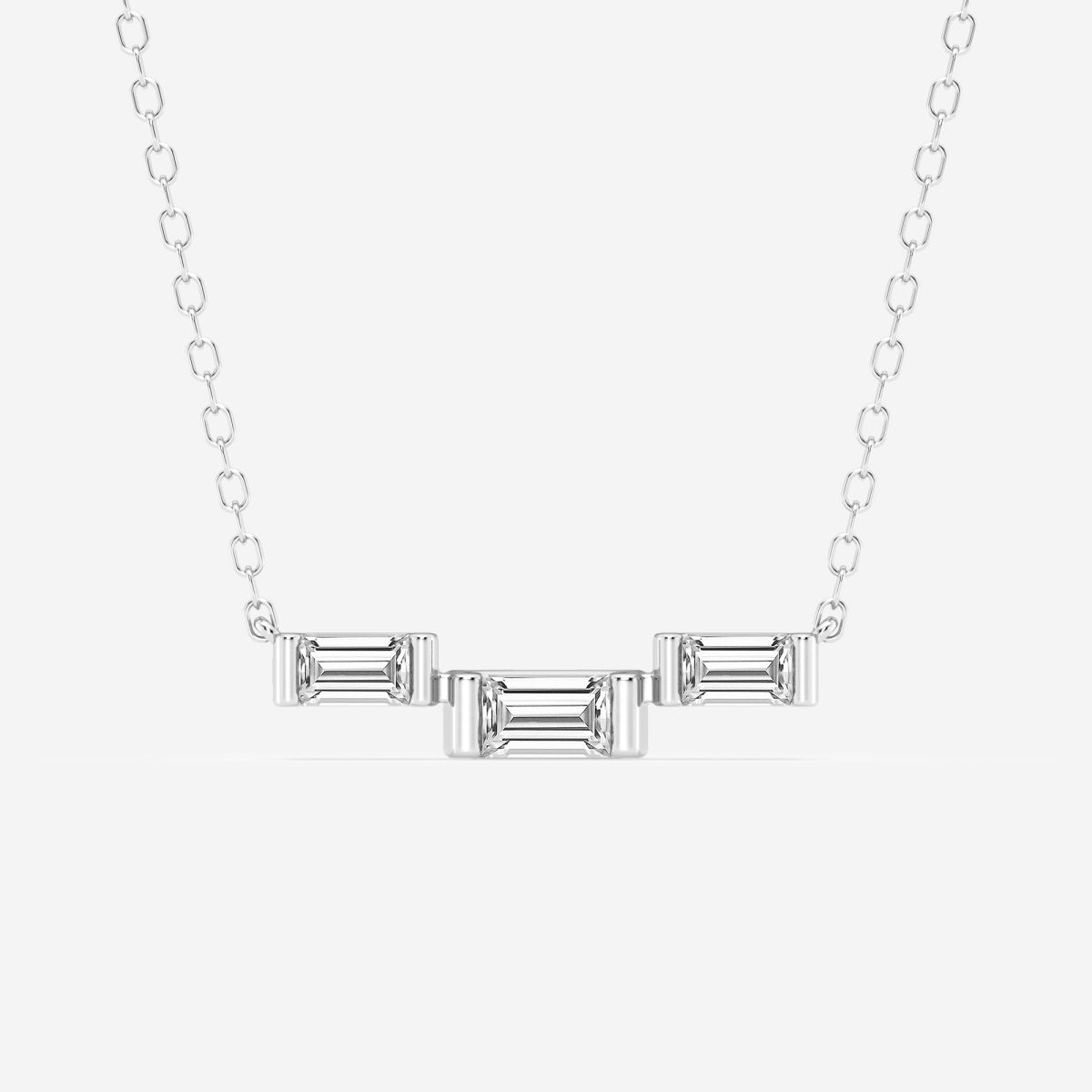 0.25 TCW Baguette Moissanite Diamond Three Stone Necklace