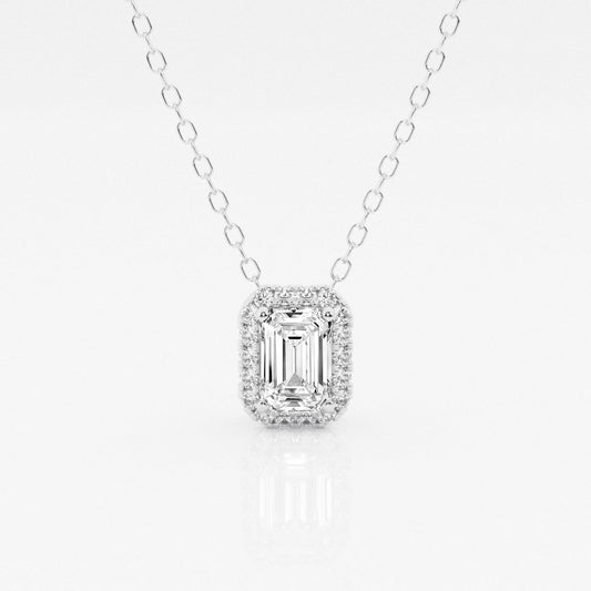 0.50 TC Emerald Moissanite Diamond Halo Style Necklace