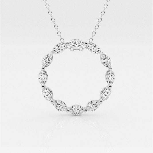 1.01 TCW Maquise Moissanite Diamond Circle Pendent Necklace